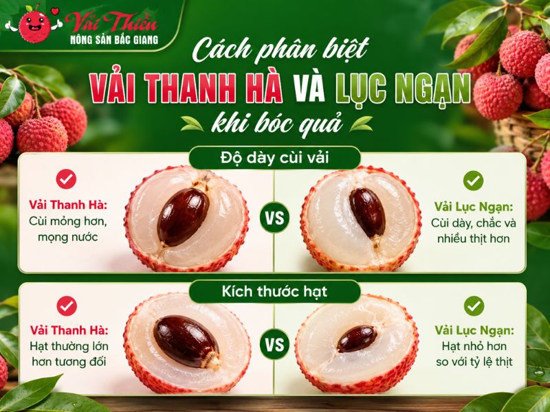 Cách phân biệt vải Thanh Hà và Lục Ngạn