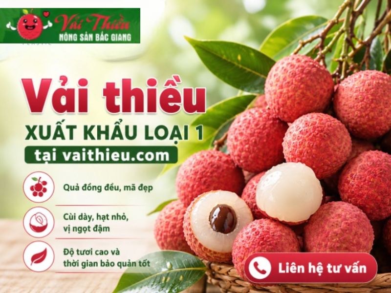 Vải thiều xuất khẩu loại 1