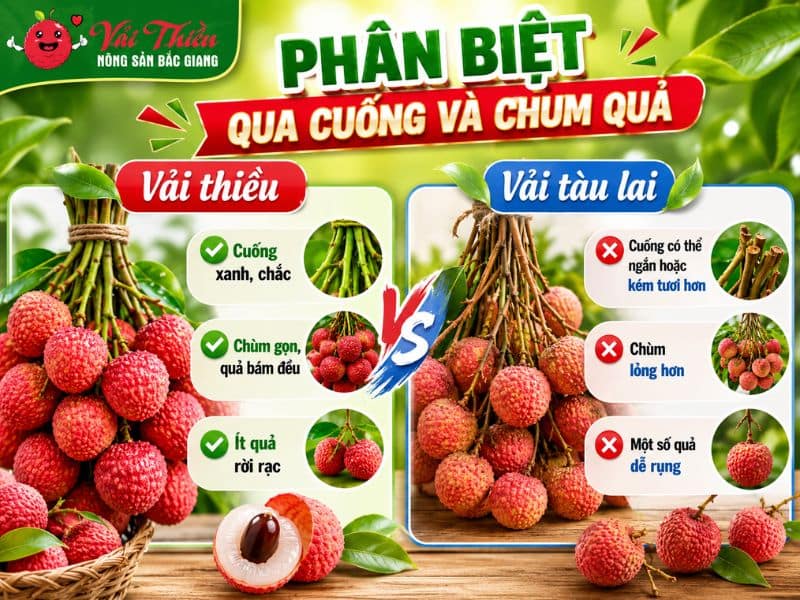 Cách phân biệt vải thiều và vải tàu lai