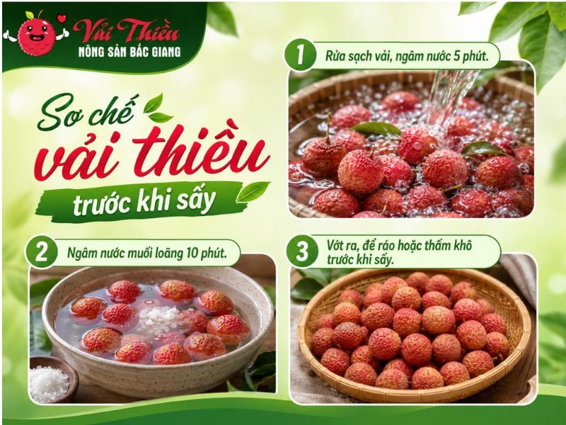 Cách sấy vải thiều khô bằng nồi chiên không dầu