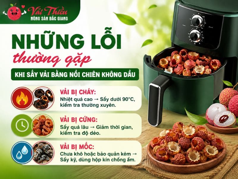 Cách sấy vải thiều khô bằng nồi chiên không dầu