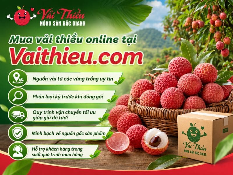 Nên mua vải thiều online không
