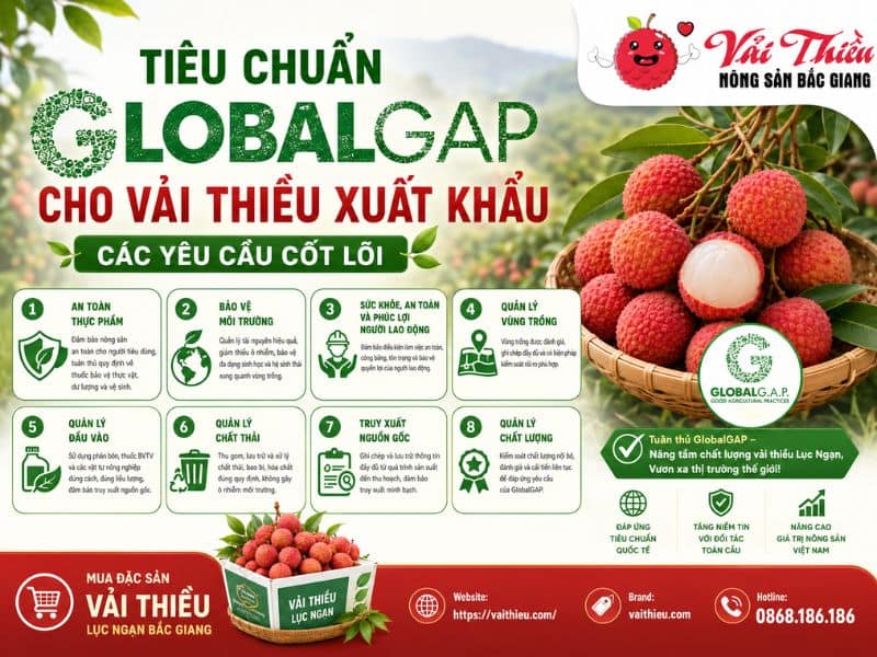 Tiêu chuẩn GlobalGAP cho vải thiều xuất khẩu?
