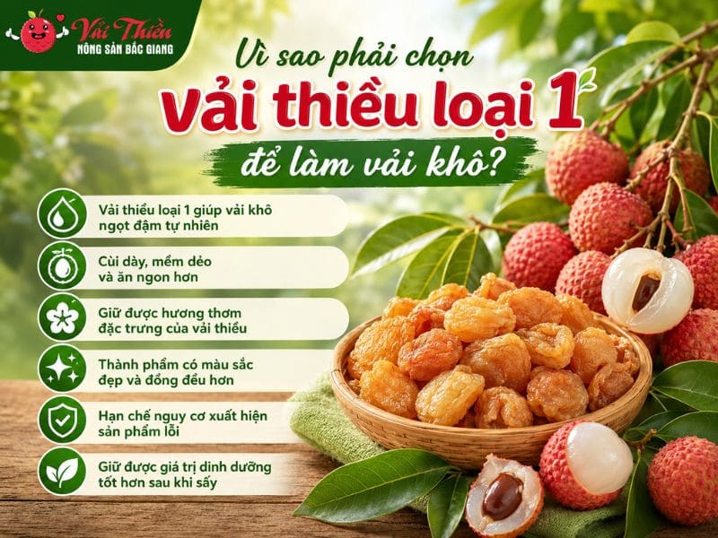 Vì sao phải chọn vải thiều loại 1 để làm vải khô