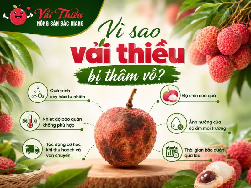 Vì sao vải thiều bị thâm vỏ