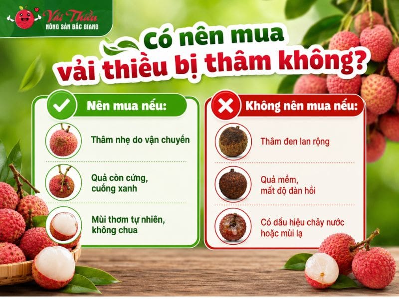 Vì sao vải thiều bị thâm vỏ