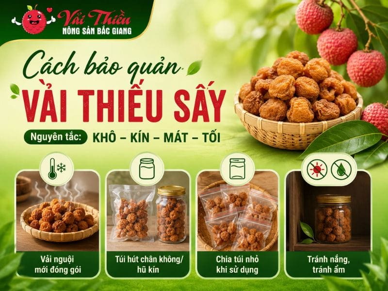 Vải thiều sấy giữ được bao lâu